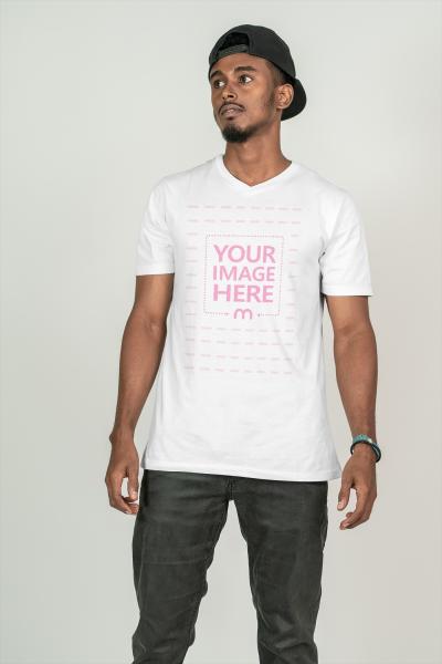 Man With Cap Wearing T-Shirt PSD Mockup