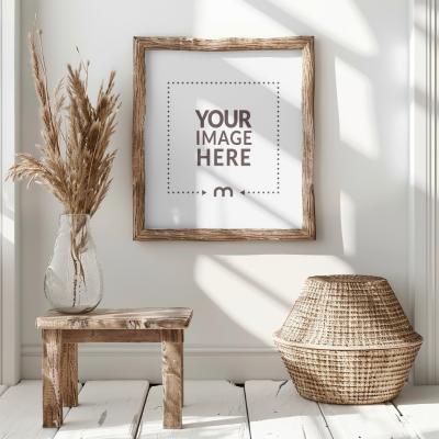 Wooden Photo and Painting Frame Mockup Scandinavian Style