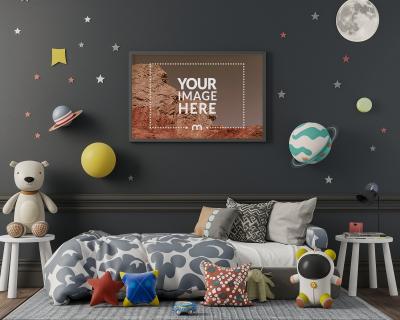 Photo and Painting Frame Mockup in Kids Room