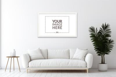 Photo and Painting Mockup in Modern Living Room with White Sofa