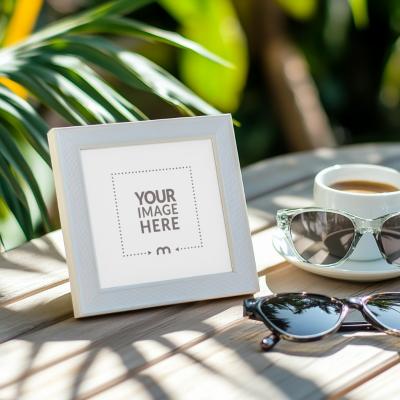 Outdoor Patio Table Frame Mockup for Garden Photography