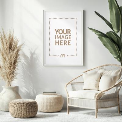 Rectangular Frame Mockup for Print and Art Displays in Home