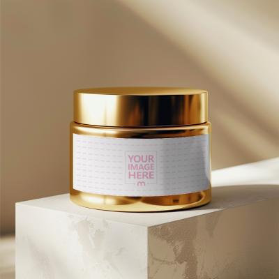 Label Mockup on Golden Jar for Premium Cosmetic Packaging