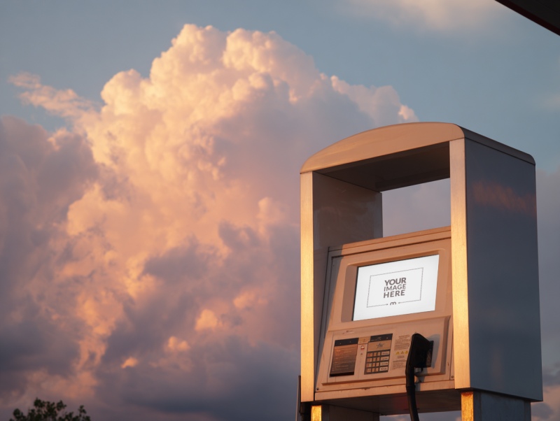 Display Mockup on Modern Gas Pump for Advertising preview image