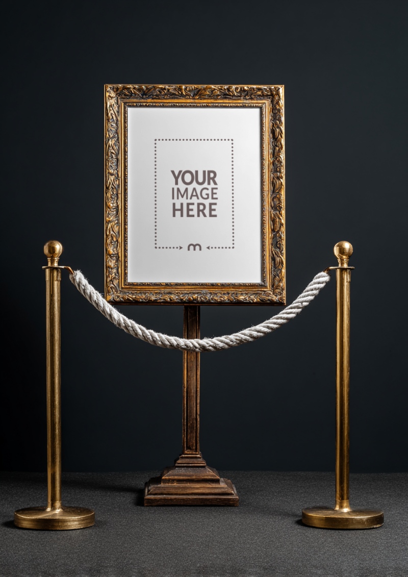 Gold Leaf Frame Mockup for Antique Art Exhibition Display preview image