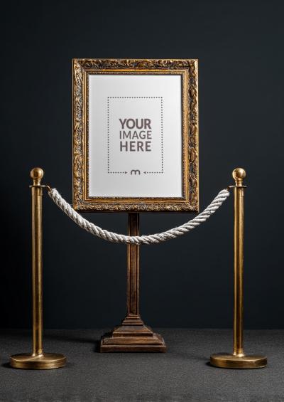 Gold Leaf Frame Mockup for Antique Art Exhibition Display