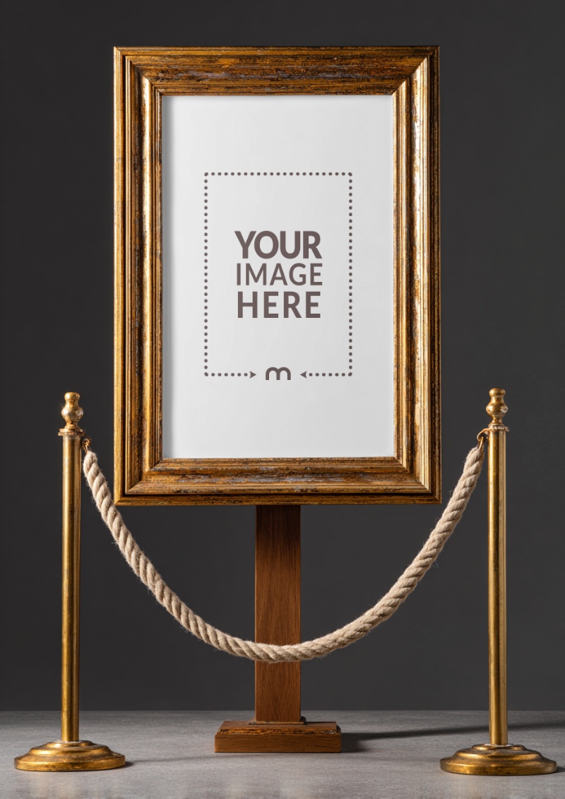 Ornate Gold Frame Mockup for Classic Portrait Gallery Showcase preview image