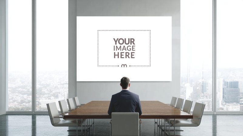 Poster Frame Mockup on Corporate Office Wall for Motivational Posters preview image