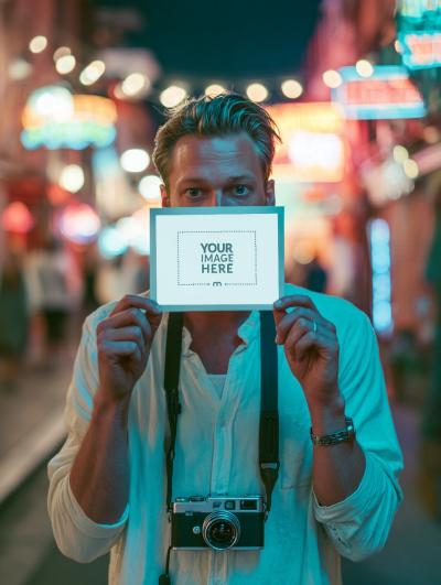Neon Alley Polaroid Frame Mockup for Urban Photography Showcase