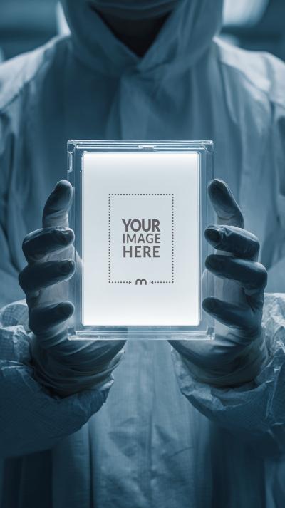Frame Mockup with Lab Technician for Scientific Interface Design