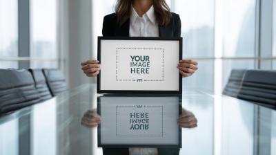 Picture Frame Mockup in Hands of Executive Woman
