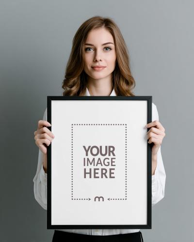 Picture Frame Held by Woman for Editorial Print Display