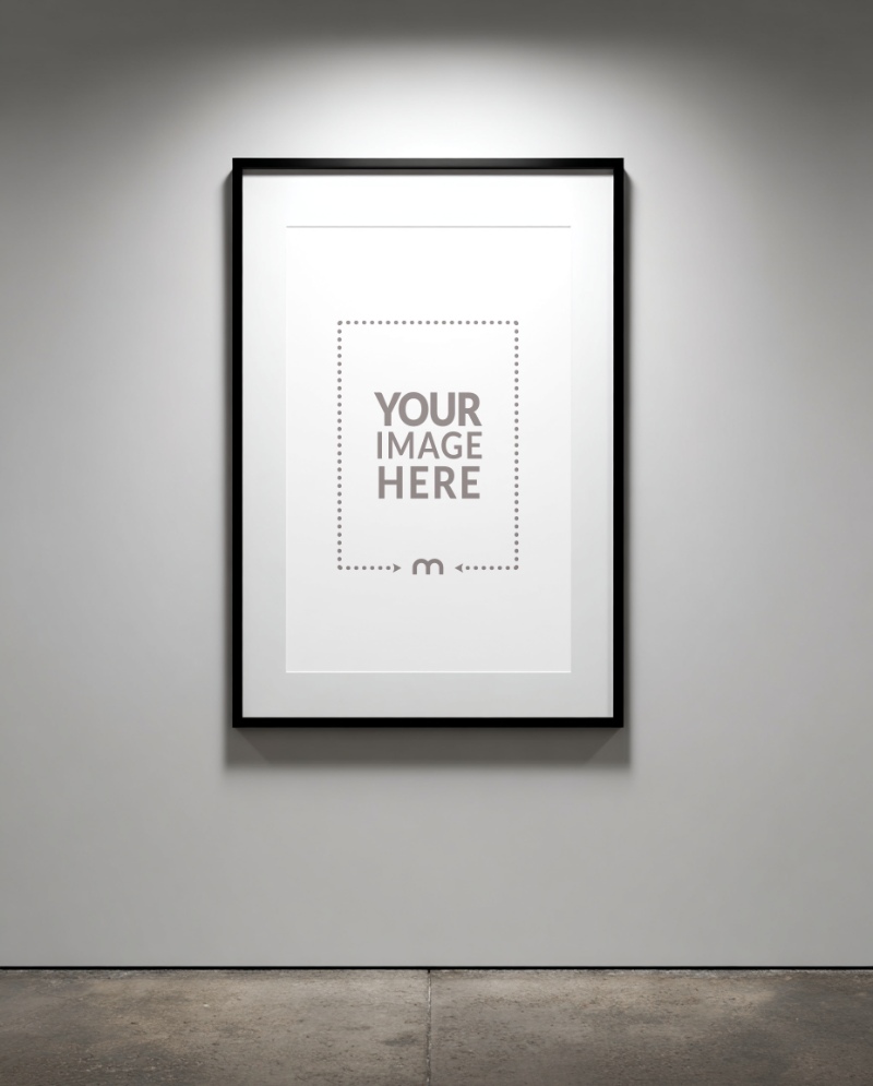 Black Frame Mockup on Wall for Gallery-Style Artwork preview image