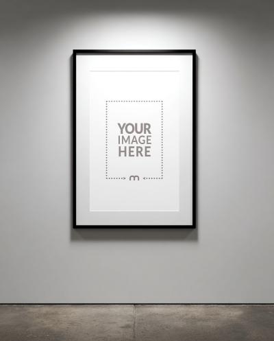 Black Frame Mockup on Wall for Gallery-Style Artwork