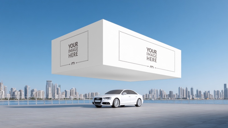 3D Ad Frame Mockup for Vehicle Advertising Display preview image