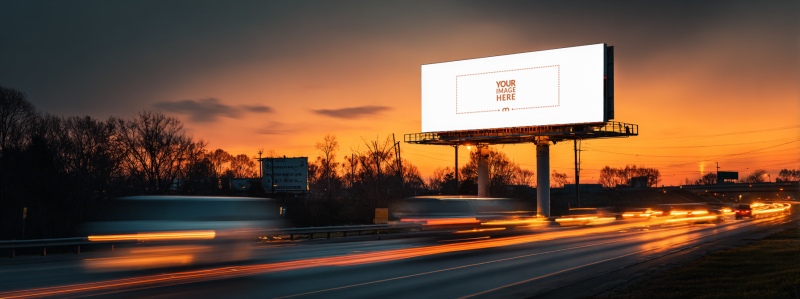 Large Billboard Mockup at Sunset for Outdoor Campaign preview image