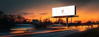Large Billboard Mockup at Sunset for Outdoor Campaign