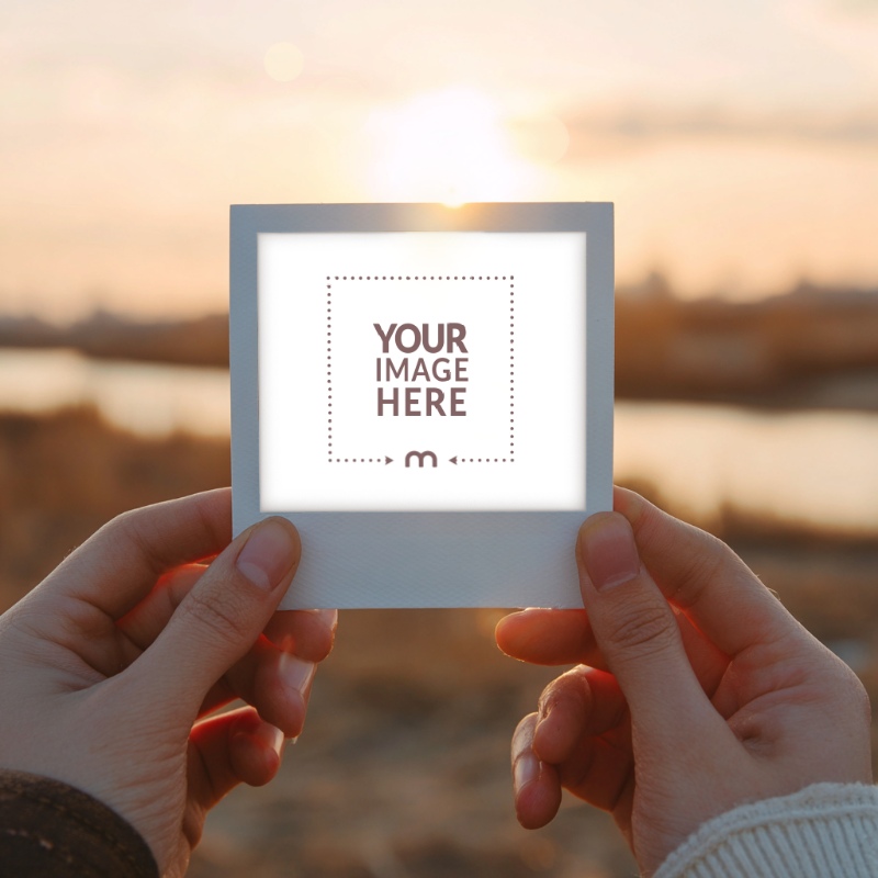 Polaroid Frame Held by Two Hands for Print Moment Display preview image