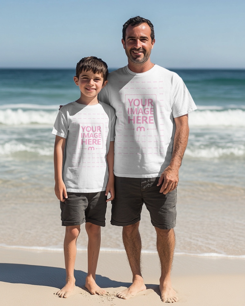 Father and Son T-Shirt Mockup for Family Clothing Promotions preview image