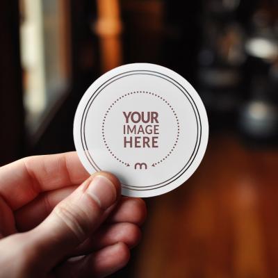 Circular Vinyl Sticker Mockup for Minimalist Logo Presentation