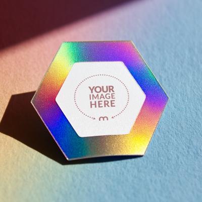 Hexagon Holographic Frame Sticker Mockup