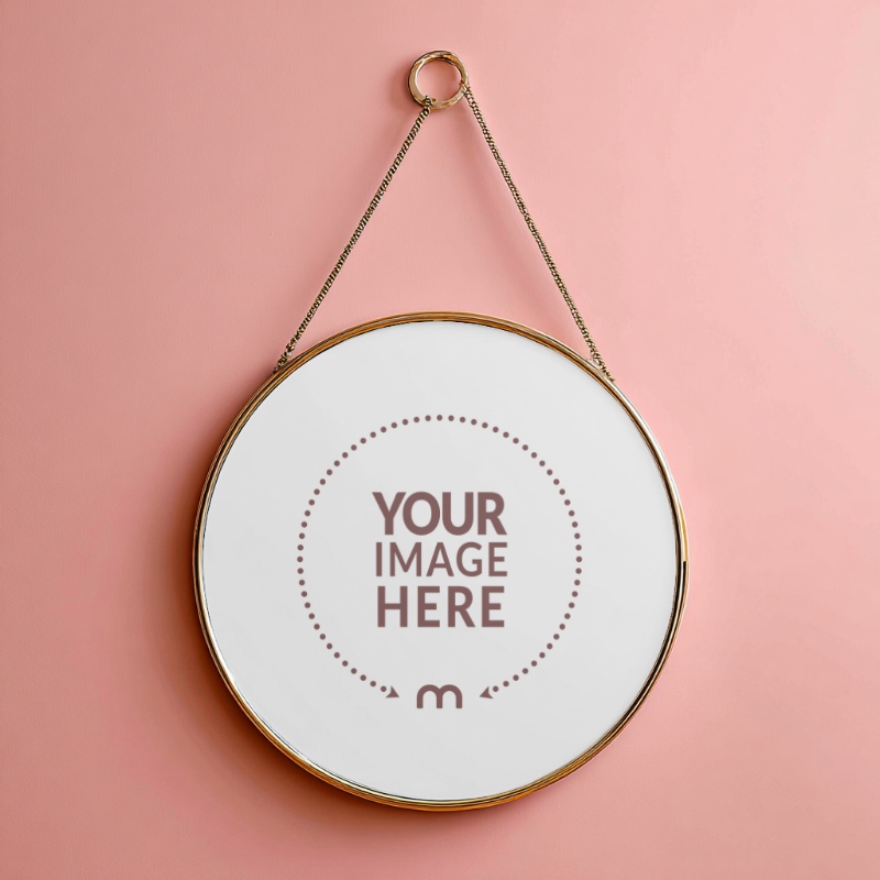 Round Vintage Mirror Frame Mockup for Antique Art Posters preview image