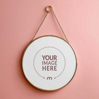 Round Vintage Mirror Frame Mockup for Antique Art Posters