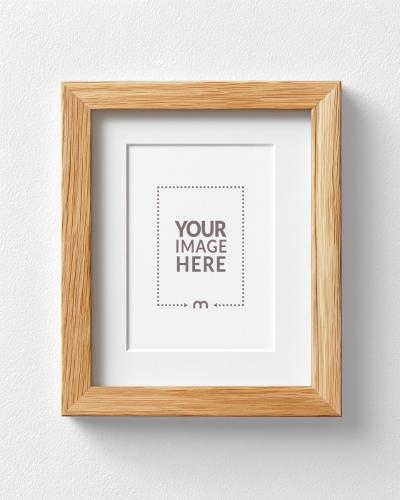 Oak Wooden Frame Mockup with White Backdrop for Eco Posters