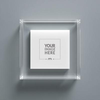 12x12 Acrylic Square Frame Mockup with Transparent Edges