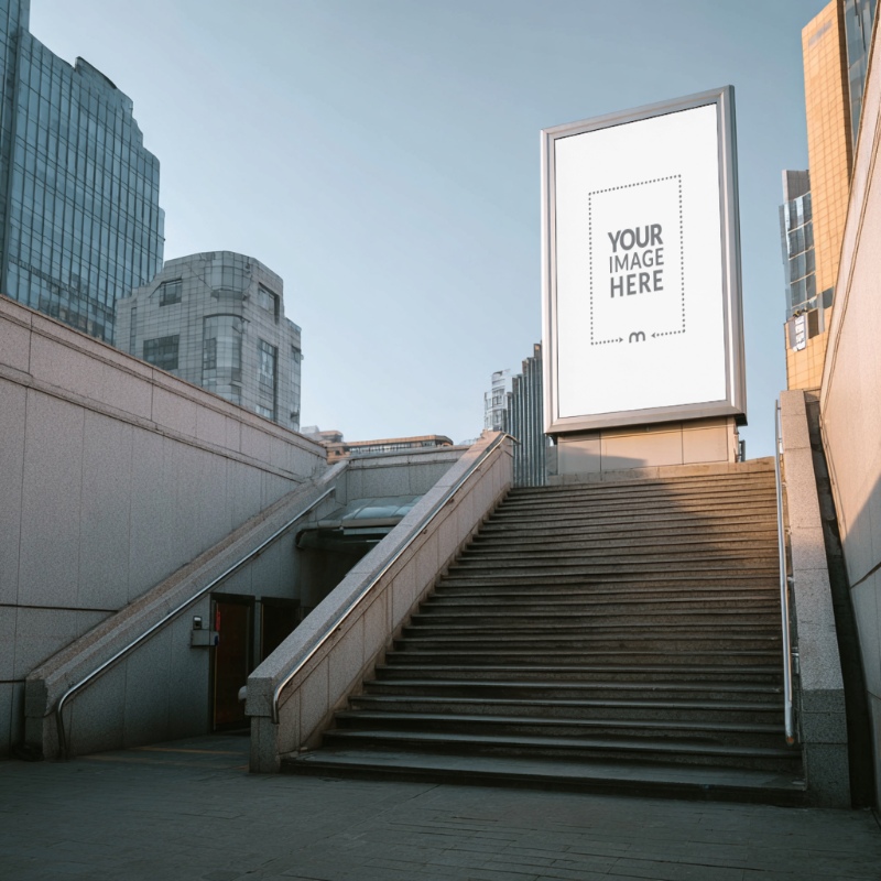 Subway Staircase Banner Mockup for Transit Advertising Campaigns preview image