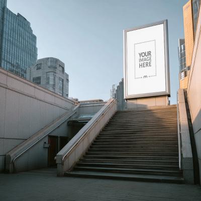 Subway Staircase Banner Mockup for Transit Advertising Campaigns