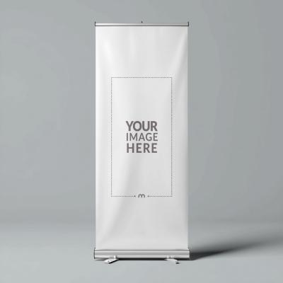 Freestanding Roll-Up Banner Mockup for Trade Fair Promotions