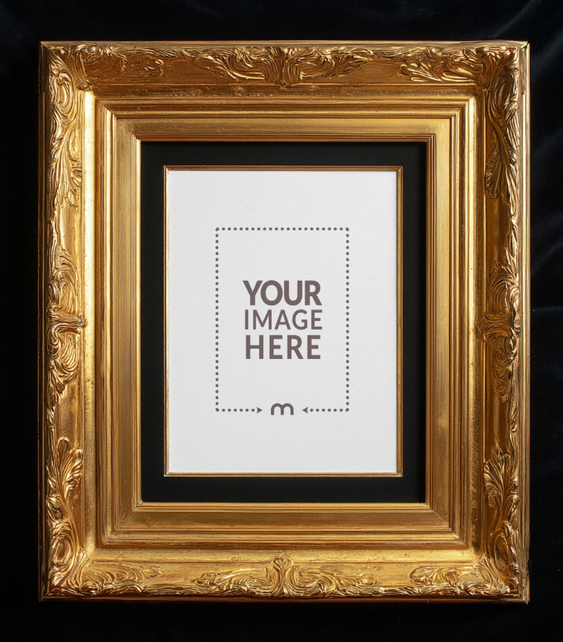 14x18 Ornate Gold Frame Mockup for Luxury Art Branding preview image