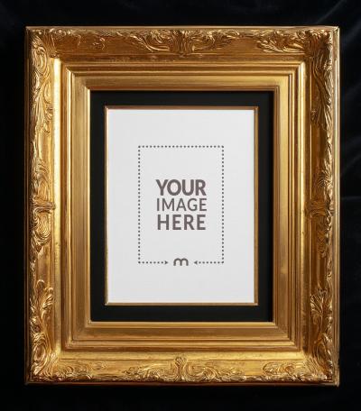 14x18 Ornate Gold Frame Mockup for Luxury Art Branding