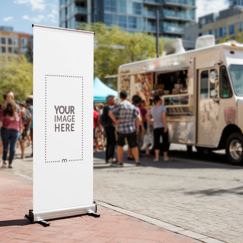 Outdoor Roll-Up Banner Scene Mockup for Event Promotions preview image