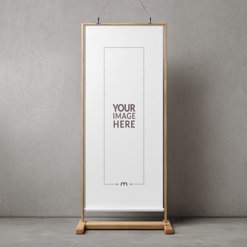 Vertical Roll-Up Banner Mockup for Convention Announcements preview image