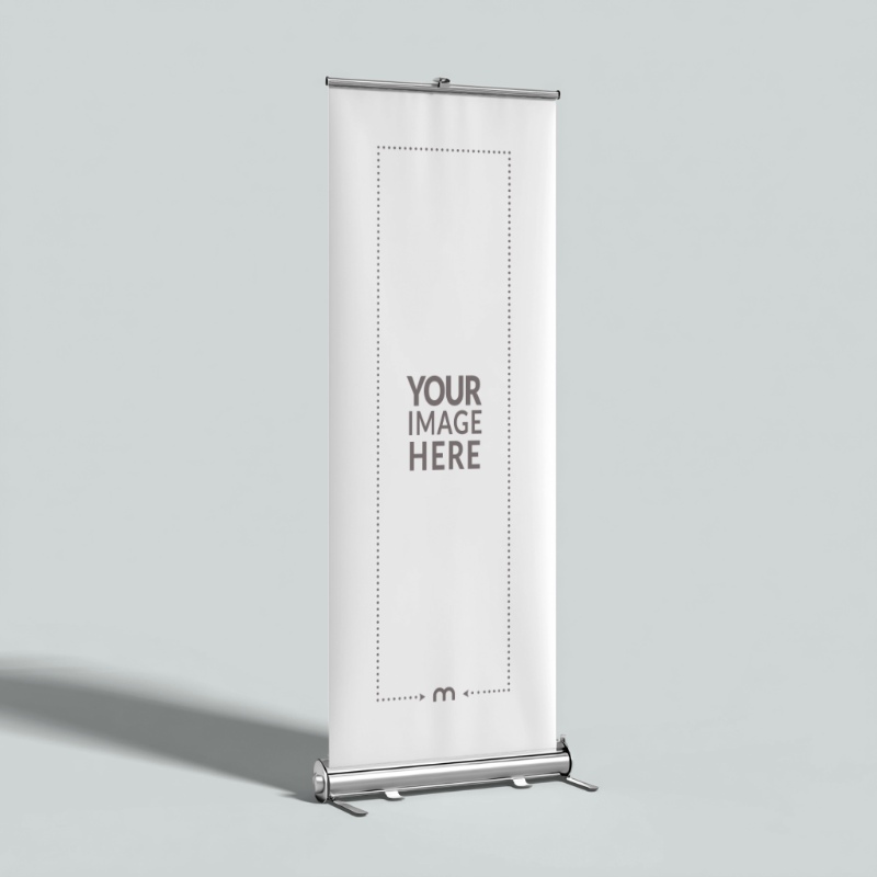 Roll-Up Banner Mockup with Metallic Stand for Seminars preview image