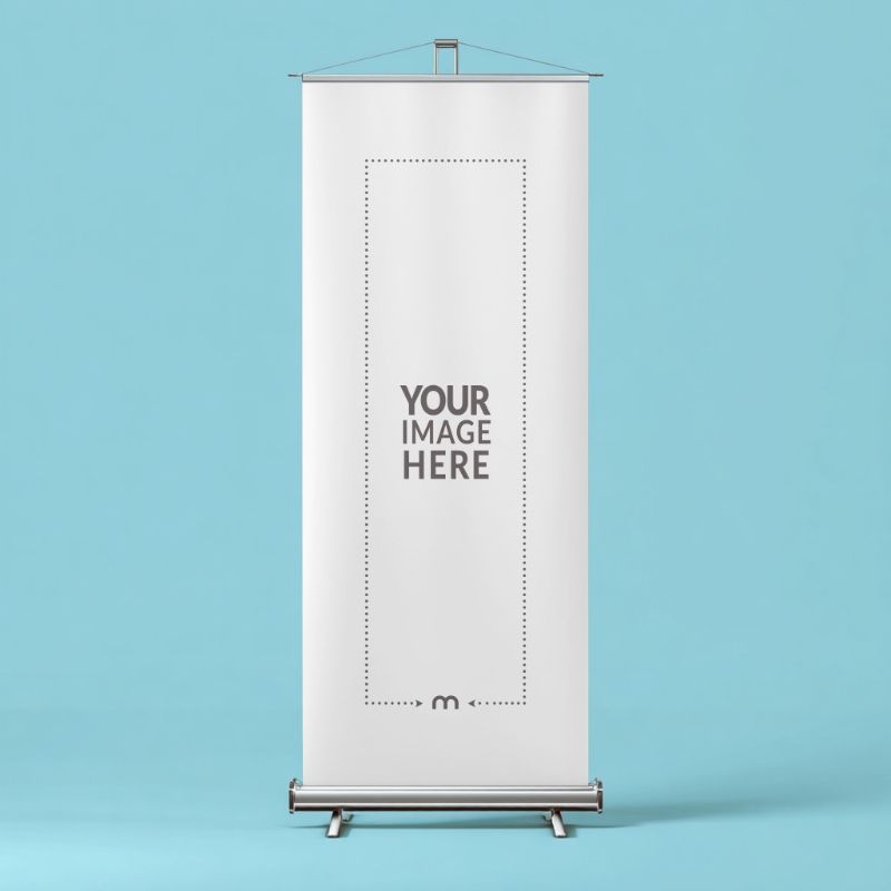 Vertical Roll-Up Banner Mockup for Real Estate Displays preview image