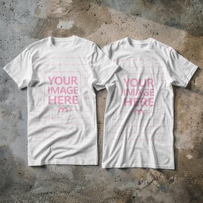 Two T-Shirts Laying Flat Mockup for Matching Outfit Promotions