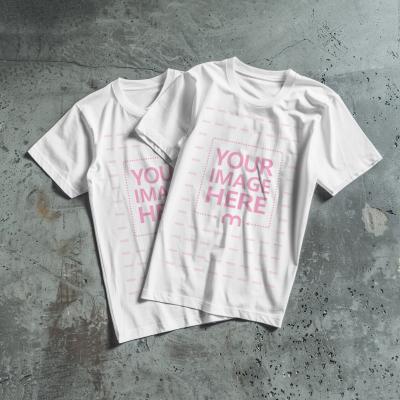 Dual Flat Lay T-Shirt Mockup for Couples Apparel Branding