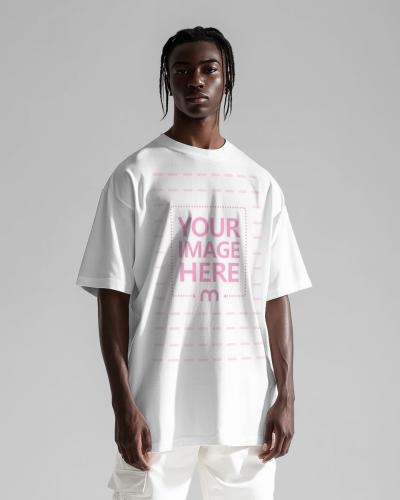 T-Shirt Mockup on Tall Male Model for Streetwear Branding