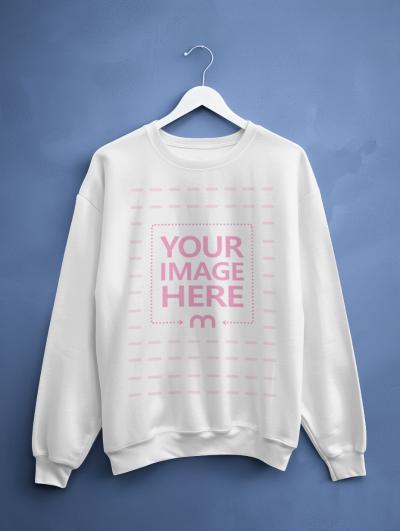 Sweatshirt Mockup on Plain Wall for Cozy Apparel Display