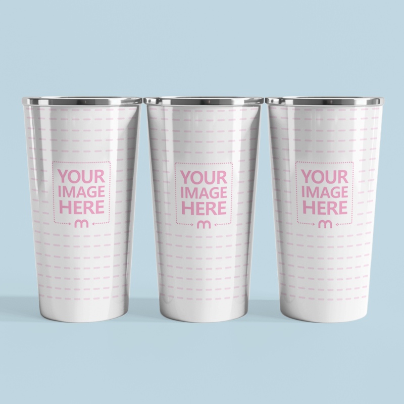 Set of Three 20oz Tumblers Mockup for Drinkware Product Listing preview image