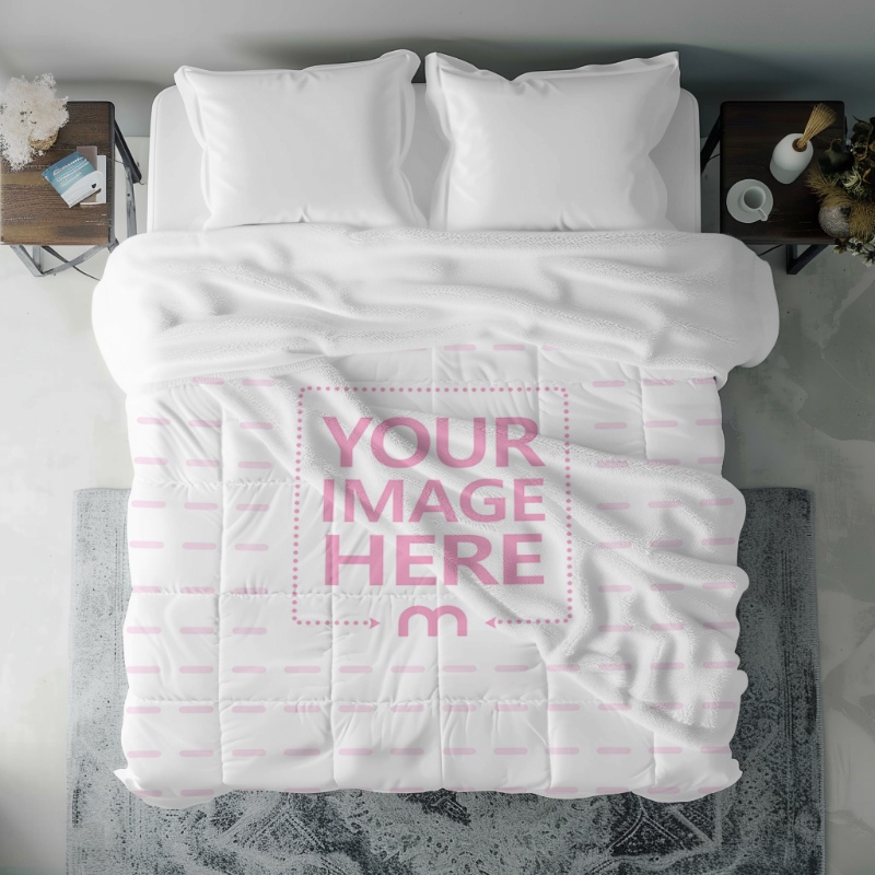 Top View of Blanket Mockup on Bed for Home Textiles Display preview image