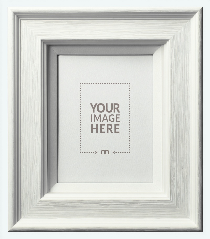 White Frame Mockup with Thick Border for Photo Print Preview preview image