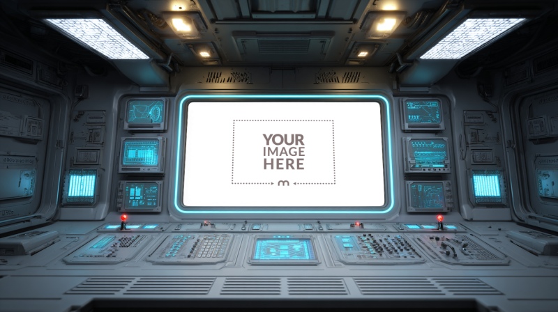 Futuristic Control Panel Mockup for Sci-Fi Interface Design preview image
