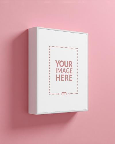 Canvas Frame Mockup on Pink Wall for Premium Art Display