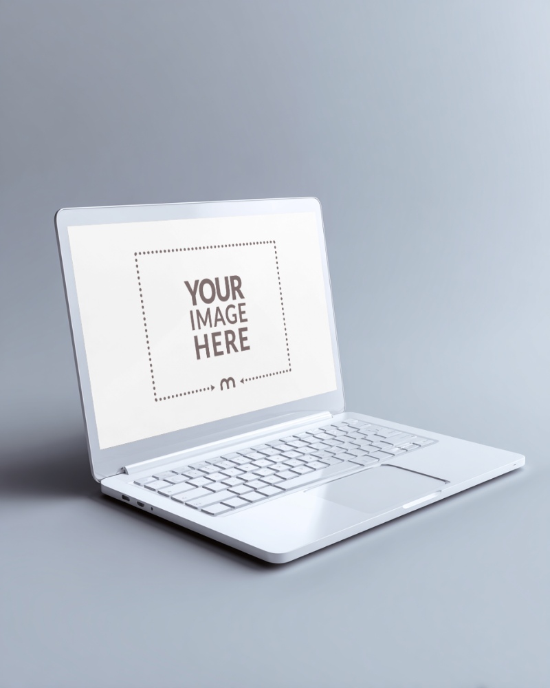Slightly Open Laptop Screen Mockup for Software Branding Previews preview image