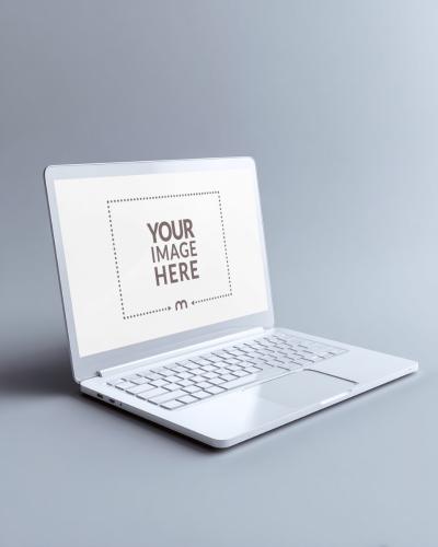 Slightly Open Laptop Screen Mockup for Software Branding Previews