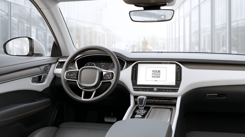 Car Dashboard Mockup with Touchscreen for Automotive UI Design preview image